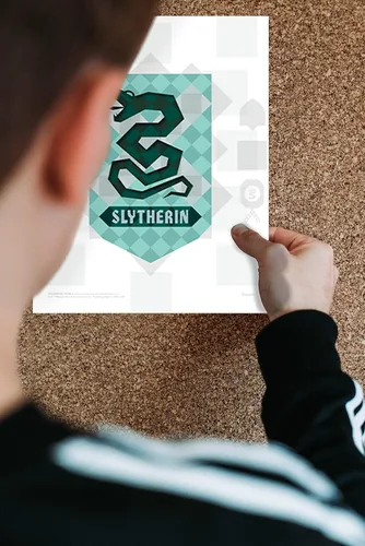 Miniatura 5 de Harry Potter - Banderas de la casa de Hogwarts - Gryffindor - Slytherin - Ravenclaw - Hufflepuff - Diseño geométrico - Juego de cuatro arte de pared