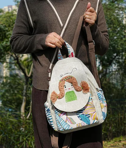 Miniatura 85 de HUANGGUOSHU Mochila de algodón tejida de algodón bohemio con bordado de lona estilo bohemio con múltiples bolsillos retro linda mochila cartera
