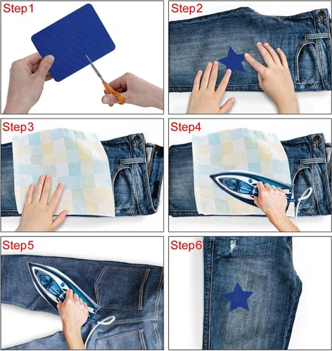 Miniatura 3 de Augshy Parche para planchar, 29 parches para planchar para reparación de ropa, pantalones de mezclilla de 4.9 x 3.7 pulgadas (colorido)