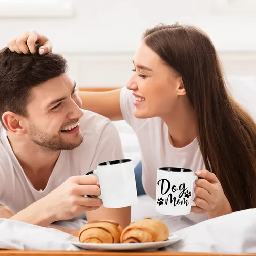 Miniatura 6 de Whaline 2 tazas para parejas, tazas de pareja de 12 onzas con caja de regalo, juego de regalo divertido para amantes de los perros, dueño de perros