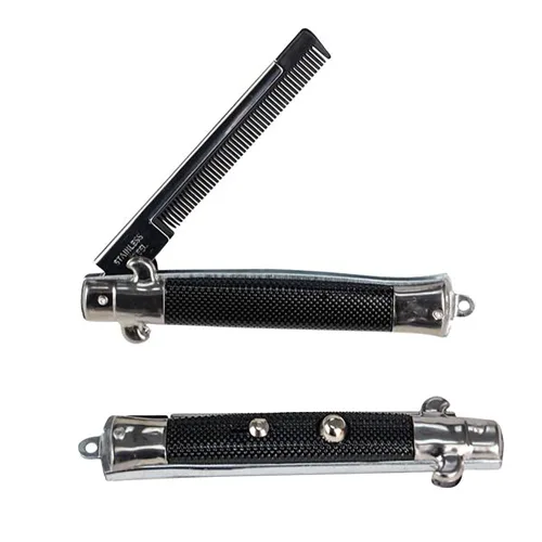 Miniatura 5 de Chochkees Peine plegable de bolsillo de 9 pulgadas, acero inoxidable (paquete de 2)