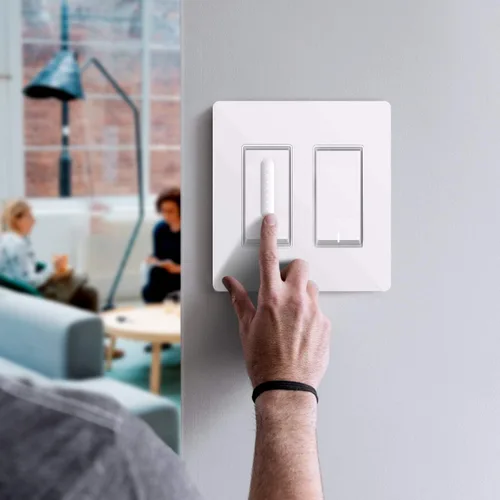 Miniatura 2 de TREATLIFE Placas de pared decorativas sin tornillos, placa de interruptor de luz de 2 segmentos de tamaño estándar, cubiertas de tomacorrientes