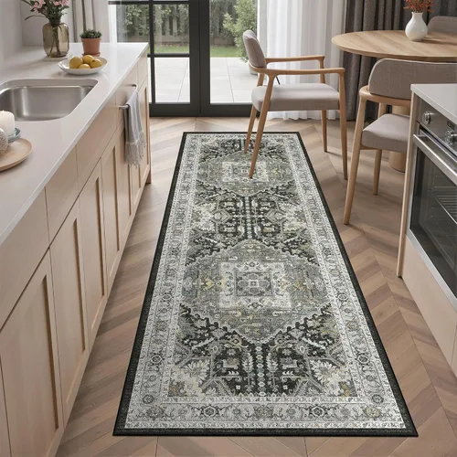 Miniatura 331 de Madane Tapete lavable de 2 x 10 pies para pasillo, cocina, recibidor, clásico, suave, antideslizante para interiores, casa de campo, baño, sala