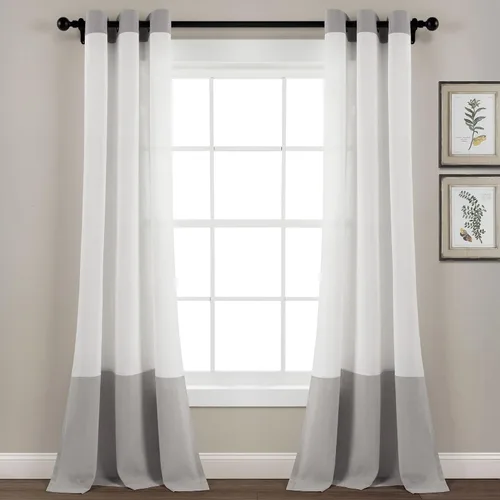 Lush Decor Panel de cortina de ventana de lino sintético con ojales, individual de 40 pulgadas de ancho x 84 pulgadas de largo, color azul marino y