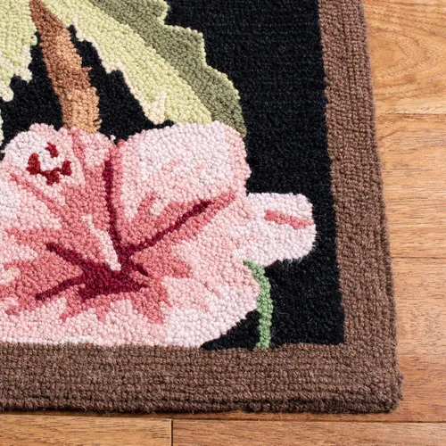 Miniatura 7 de SAFAVIEH Chelsea Collection - Alfombra decorativa de 1 pies 8 pulgadas x 2 pies 6 pulgadas, color negro, lana de campo francesa enganchada a mano