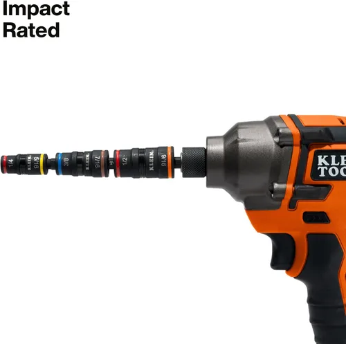 Miniatura 7 de Klein Tools 32910RCHT Destornillador de Impacto, Juego de Dados de Impacto SAE 7 en 1 con Mango de Trinquete, Dado Giratorio con Tamaños de Llave