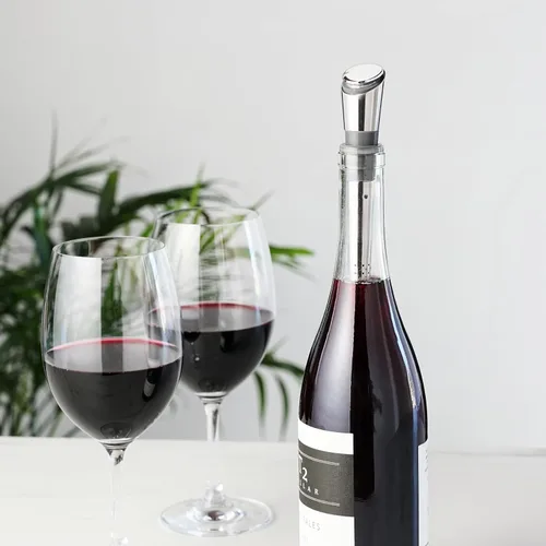 Miniatura 5 de Host Filtro de vino con tapón, purificador de vino de acero inoxidable para eliminar histaminas, sulfitos y suavizar taninos, incluye tapón