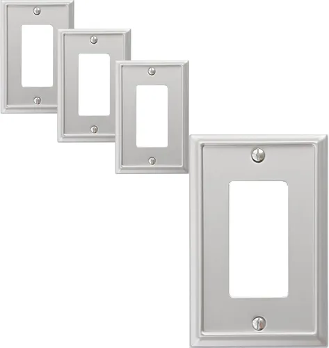 OKAWYC Aria - Placa de pared metálica para interruptor de luz de decoración individual, paquete de 4 unidades, níquel cepillado de 1 banda,