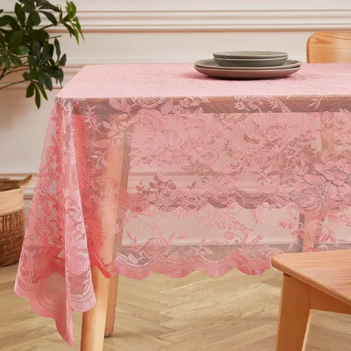 Miniatura 9 de Warm Home Designs Mantel de Encaje de 60 x 104 Pulgadas. Mantel Rectangular de Lino Dorado con Diseño de Rosa Inglesa. Mantel Rectangular, Mantel