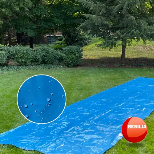 Miniatura 3 de RESILIA - Tobogán acuático de césped súper deslizante gigante, 75 pies de largo x 12 pies de ancho, para adultos y adolescentes, color azul polvo