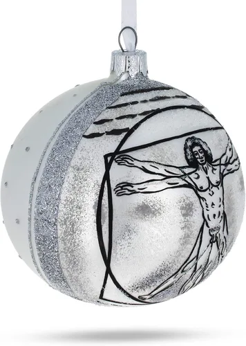 Miniatura 2 de 1487 Adorno de Navidad de Leonardo da Vinci "El hombre de Vitruvio" de cristal soplado de 4 pulgadas