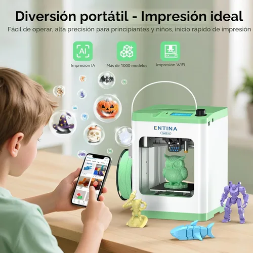 Miniatura 3 de Entina TINA2S Impresoras 3D con impresión WiFi en la nube, enorme biblioteca, totalmente montada, mini impresora 3D para principiantes y niños