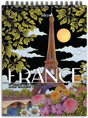 Miniatura 10 de ColorIt Lost in Translation - Libro para colorear con espiral para adultos, 50 diseños de una sola cara de destinos y atracciones de viaje únicos