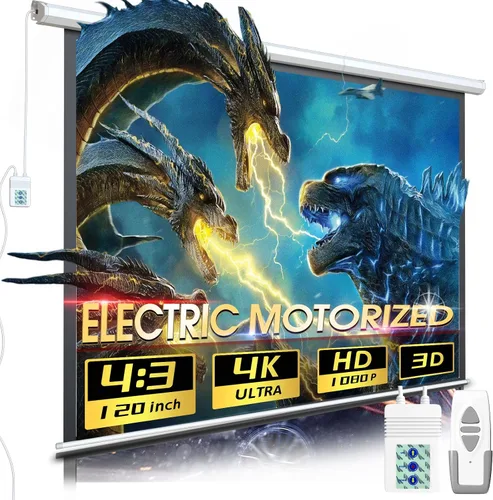 Miniatura 10 de Pantalla de proyector motorizada de 110 pulgadas, pantalla de películas para interiores y exteriores, pantalla de proyector eléctrica 16:9 de 110
