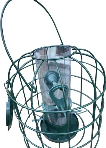 Miniatura 6 de Garden Guru - Comedero para pájaros a prueba de ardillas, tubo enjaulado para colgar al aire libre con 4 perchas para pájaros silvestres pequeños