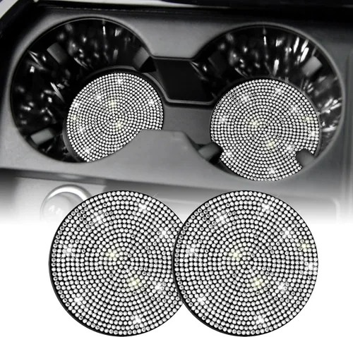 Miniatura 13 de SINGARO - Posavasos brillantes para automóvil, 4 posavasos antideslizantes universales, decorativos e integrados, accesorios para interiores de Rojo