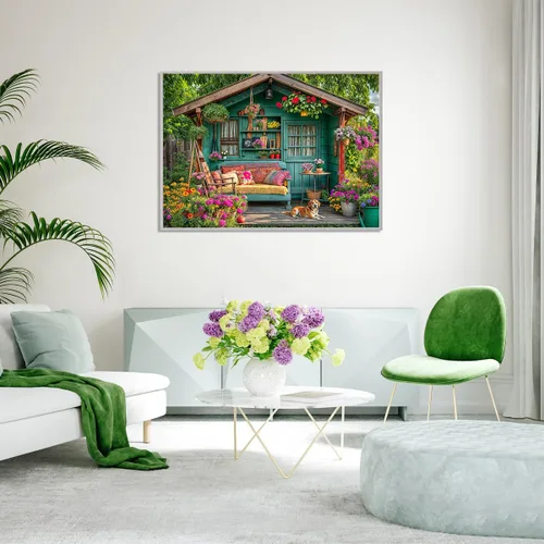 Miniatura 3 de Rompecabezas de 1000 piezas para adultos, rompecabezas de casa de flores, juego de rompecabezas familiar, entrelazado perfectamente sin polvo