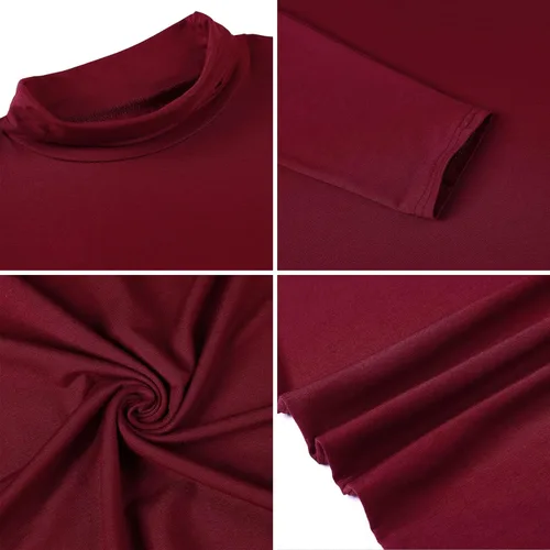 Miniatura 5 de nine bull Camisetas térmicas casuales para hombre, manga larga, ajustadas, básicas, suaves, ligeras, cuello alto