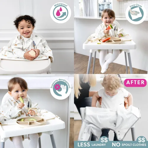 Miniatura 6 de BIBaDO - Baberos de manga larga para bebés - Bebés y niños pequeños de 6 a 36 meses - Babero de destete dirigido por el bebé - Fácil de limpiar