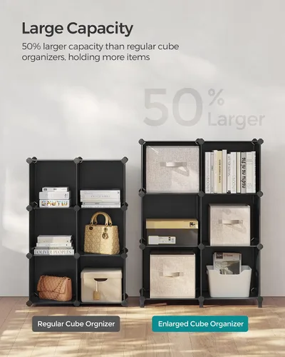 Miniatura 6 de SONGMICS Cubos de almacenamiento y organizador grande de almacenamiento de 6 cubos, contenedores de tela no tejida de 13 pulgadas con asas dobles
