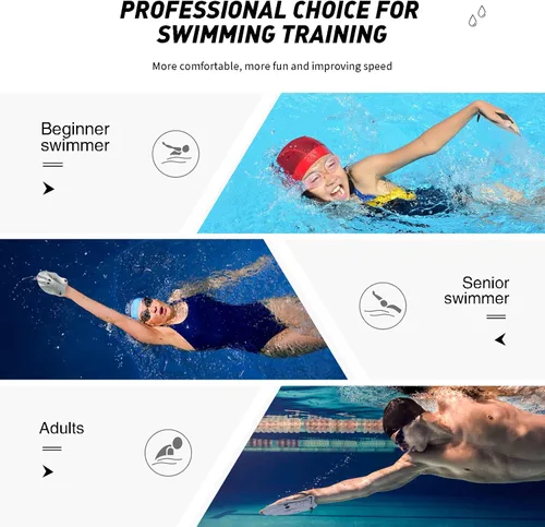Miniatura 5 de Raquetas de natación para manos, paletas de mano de entrenamiento de natación con correas ajustables, paletas de natación para adultos y niños