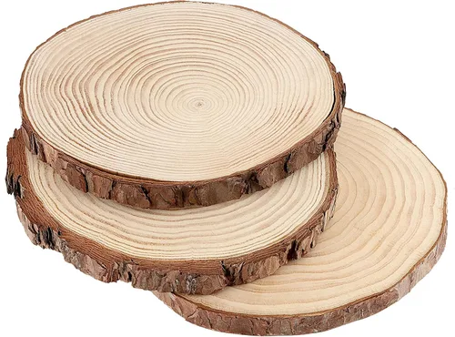 Miniatura 4 de JOIKIT 5 piezas de rebanadas de madera sin terminar de 8 a 9 pulgadas, rebanadas de madera rústica redonda natural para centros de mesa, círculos