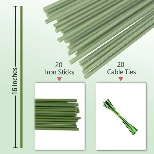Miniatura 3 de 20 estacas para plantas, palitos para plantas, verde jardín flexible de un solo tallo para plantas de interior y exterior, plantas en maceta, Marrón