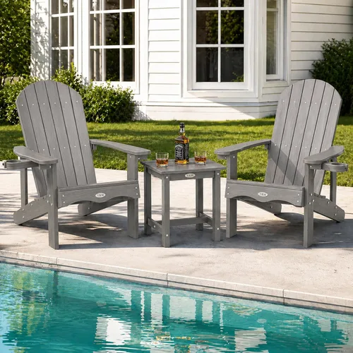 Miniatura 22 de Y&M Adirondack - Silla negra para hoguera, sillas de patio al aire libre con soporte para tazas, resistentes a la intemperie, sillas de patio