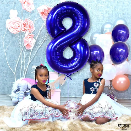Miniatura 653 de KatchOn, Globo grande azul número 2 de 40 pulgadas Decoraciones de cumpleaños de Baby Shark para niño de 2 años Globo azul número 2 Globo