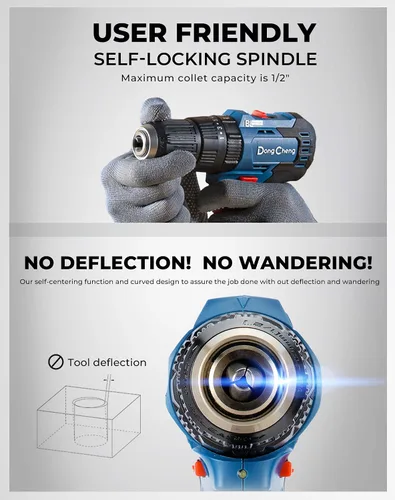 Miniatura 6 de Dong Cheng - Taladro de impacto inalámbrico sin escobillas de 20 V, 443 pulgadas/libras, 27000 RPM, portabrocas de metal sin llave de 13 mm