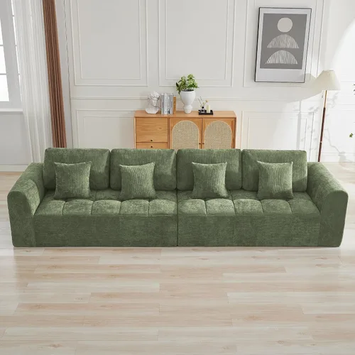 Miniatura 32 de Sofás modulares deshuesados de 140 pulgadas para sala de estar, sofá modular modular de nube comprimida, sofá moderno en forma de U de 9 plazas Gris
