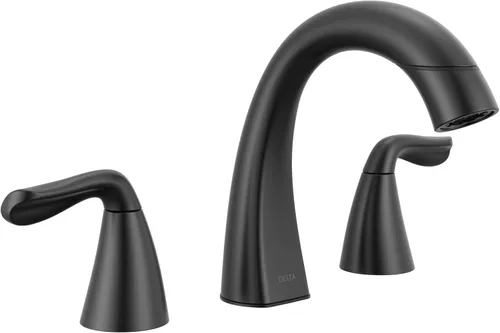 Miniatura 8 de Delta Arvo - Grifo de 3 agujeros de oro cepillado, grifo de lavabo de baño de 8 pulgadas de gran extensión para tocador, conjunto de desagüe Bronce