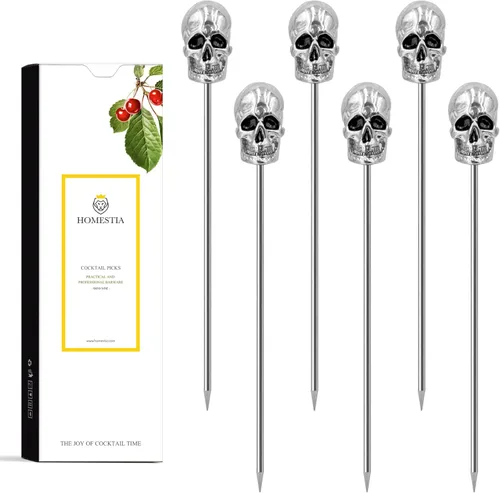 Miniatura 10 de Homestia Púas de cóctel doradas, 16 púas de Martini torcidas de acero inoxidable de 4.3 pulgadas, brochetas de metal reutilizables para cócteles