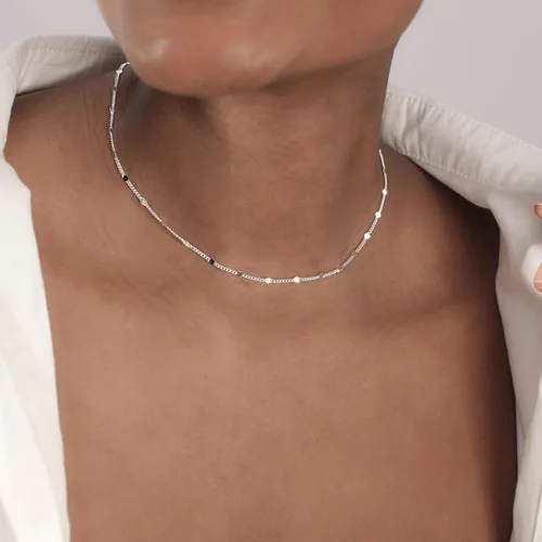 Miniatura 5 de CAROVO Gargantilla para mujer, delicado collar chapado en oro de 14 quilates, con lentejuelas y puntos brillantes, caja de clip satélite, collares