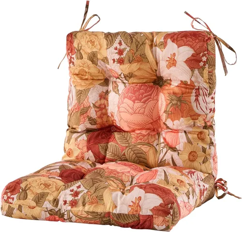 Miniatura 16 de ARTPLAN Cojines para silla de exterior y respaldo bajo, 40 x 20 x 4 pulgadas, cojín de mimbre grueso copetudo para patio exterior con lazos