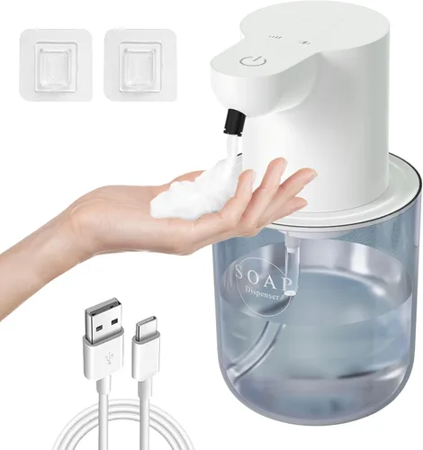 Miniatura 7 de Dispensador automático de jabón espumoso recargable sin contacto de 13.53 onzas / 13.5 fl oz con montaje en pared y dispensador de jabón eléctrico