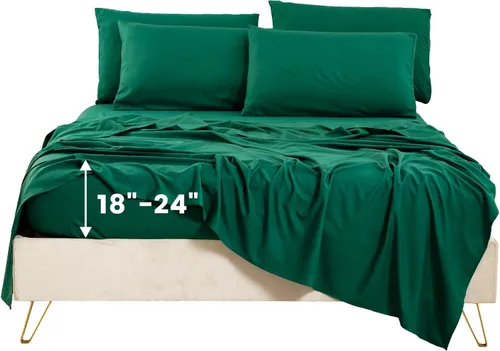 Miniatura 48 de Bedlifes Juego de sábanas de 100 % lino francés tamaño Queen, estampado floral, patrón botánico transpirable, bolsillo profundo de 16 pulgadas, 4