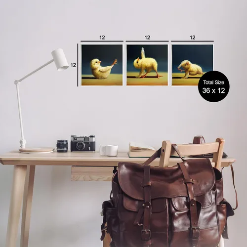 Miniatura 3 de Stupell Industries Yoga Chick Trio Painting Funny Farm Animals Stretching, placa de pared con diseño de Lucia Heffernan, 12 x 12 pulgadas