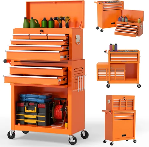 Miniatura 8 de On Shine Cofre de herramientas con ruedas de 8 cajones, caja de herramientas rodante de gran capacidad con ruedas, caja de herramientas mecánica
