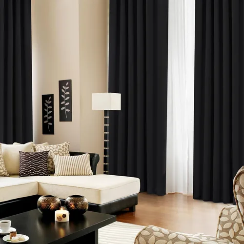Miniatura 4 de Deconovo - Cortinas opacas con aislamiento térmico, 52 pulgadas de ancho x 72 pulgadas de largo, 2 paneles, con pestañas en la parte posterior, Negro
