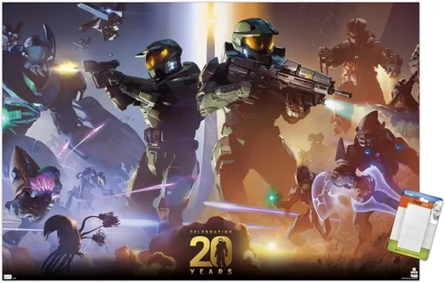 Miniatura 16 de Halo - Póster de pared de 20 años, 22.4 pulgadas de largo x 14.7 pulgadas de ancho, versión enmarcada de madera de granero