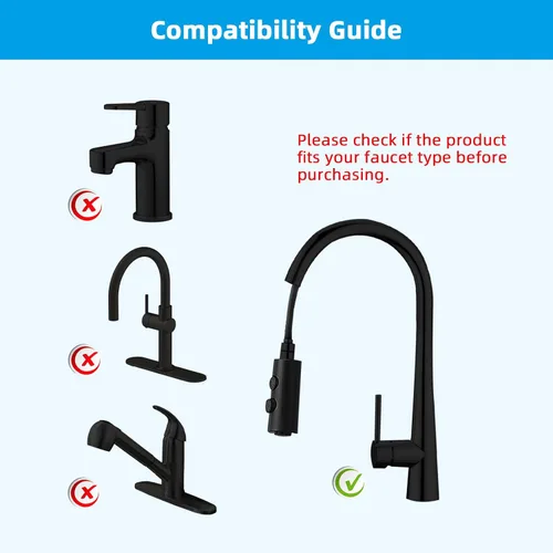 Miniatura 2 de Hibbent Pulverizador extraíble para fregadero, cabezal de grifo de cocina de 2 funciones, cabezal rociador desplegable para baño con conector macho