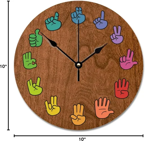 Miniatura 7 de ASL - Reloj de pared de grano de madera de 10 pulgadas, reloj de pared de arco iris, funciona con pilas, sin tictac, reloj de madera vintage