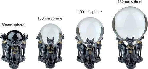 Miniatura 4 de Soporte Grande para Bola de Cristal de Gatos Bastet, Diseño Esférico, para Decoración Natural de Feng Shui, Base de Estatua de Bola de Vidrio