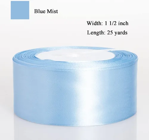 Miniatura 2 de Atrbb Cinta de satén de 25 yardas, 1-1/2 pulgadas de ancho, perfecta para bodas, lazos hechos a mano y envoltura de regalos, niebla azul Blue Mist