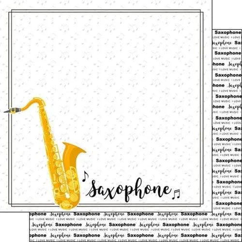 Papel de notas musicales de saxofón por Scrapbook Customs
