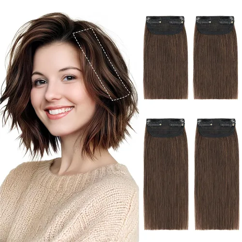 Miniatura 15 de SEGO 2 extensiones de cabello corto con clip de 4 pulgadas, 0.56 oz, 100% cabello humano para mujeres con cabello adelgazante que añade volumen