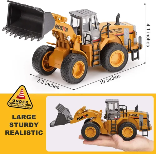 Miniatura 5 de 1/40 Escala Diecast Cuatro Ruedas Cargador Camión Juguete, Equipo de Construcción de Metal Modelos de Bulldozer para Niños