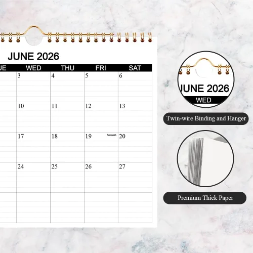 Miniatura 2 de Calendario 2026 – Calendario de pared 2026 desde enero de 2026 a diciembre de 2026, calendario de 12 meses con papel grueso para planificar en casa
