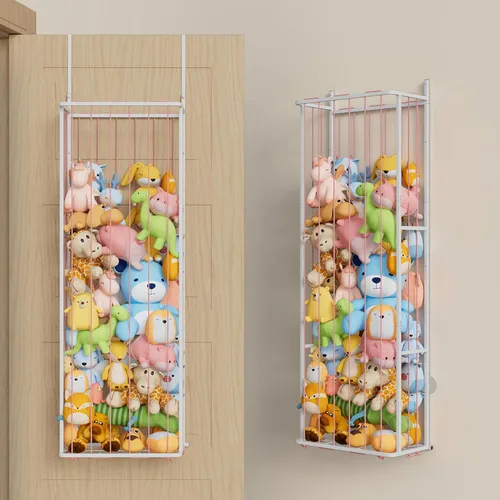 Miniatura 9 de SWTYMIKI Almacenamiento de animales de peluche colgantes, organizador grande de juguetes de peluche, montado en la pared o en esquina